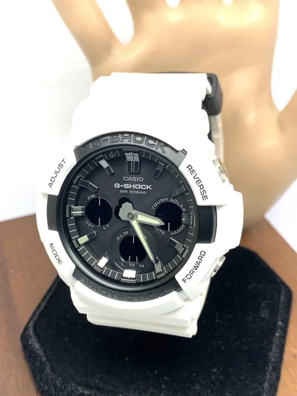 Casio Mens Watch G-Shock GAS100 White Resin Analog Digital Tough Solar 47mm 5445